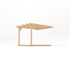 Wall Mounted Garden Pergola with Decking - Light Green - 3m Depth x 3m Length