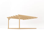 Wall Mounted Garden Pergola with Decking - Light Green - 4.2m Depth x 4.2m Length