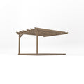 Wall Mounted Garden Pergola with Decking - Rustic Brown - 3.6m Depth x 3.6m Length