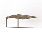 Wall Mounted Garden Pergola with Decking - Rustic Brown - 4.8m Depth x 4.8m Length