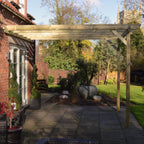 Wall Mounted Garden Pergola - Light Green - 3.6m Depth x 3.6m Length