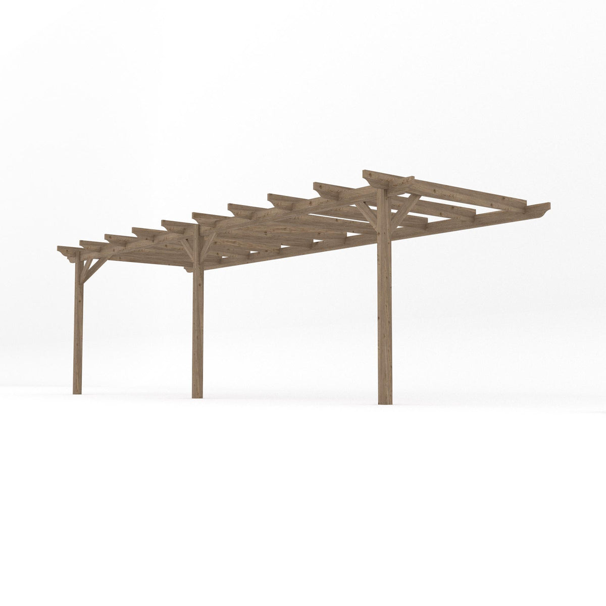 Wall Mounted Garden Pergola - Rustic Brown - 4.8m Depth x 7.2m Length