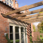 Wall Mounted Garden Pergola - Rustic Brown - 3.6m Depth x 7.8m Length
