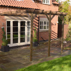 Wall Mounted Garden Pergola - Rustic Brown - 4.2m Depth x 7.8m Length