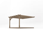 Wall Mounted Premium Pergola with Decking - Rustic Brown - 3.6m Depth x 3.6m Length