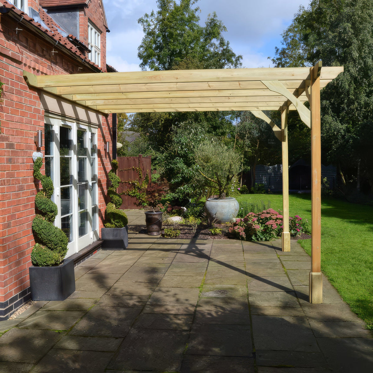 Wall Mounted Premium Pergola - Light Green - 1.8m Depth x 2.4m Length