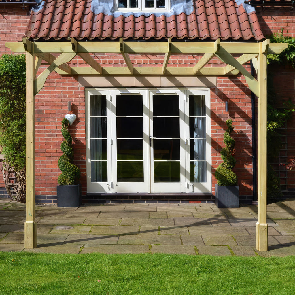 Wall Mounted Premium Pergola - Light Green - 1.8m Depth x 2.4m Length