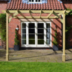 Wall Mounted Premium Pergola - Light Green - 4.8m Depth x 4.8m Length