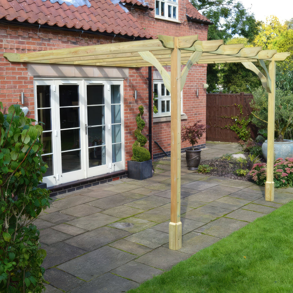 Wall Mounted Premium Pergola - Light Green - 1.8m Depth x 2.4m Length