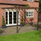 Wall Mounted Premium Pergola - Rustic Brown - 2.4m Depth x 3m Length