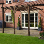 Wall Mounted Premium Pergola - Rustic Brown - 3.6m Depth x 4.2m Length