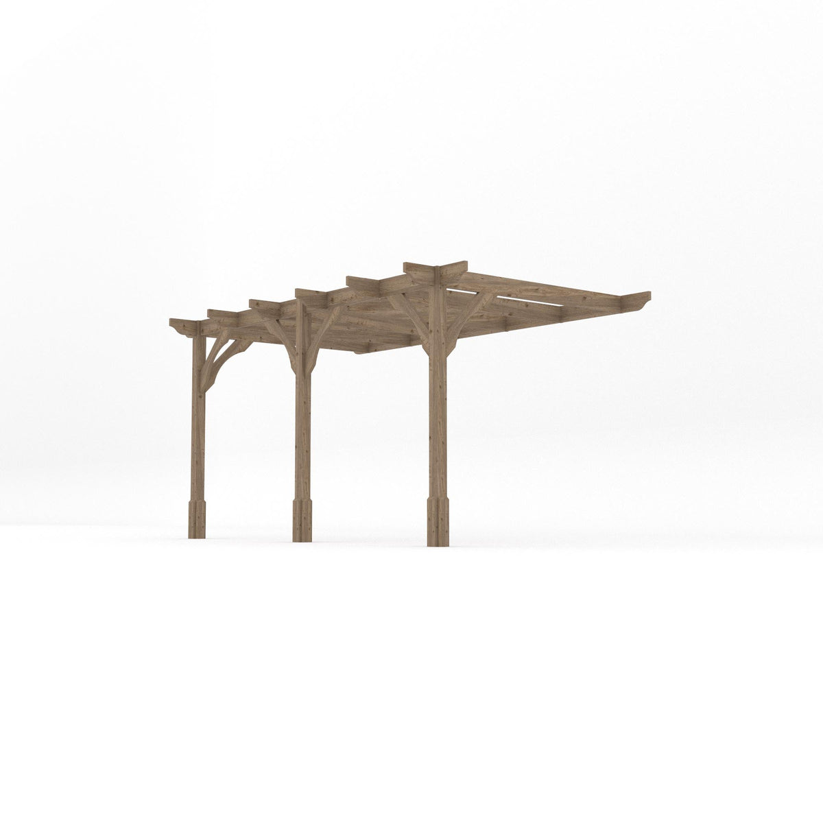 Wall Mounted Premium Pergola - Rustic Brown - 3m Depth x 4.2m Length