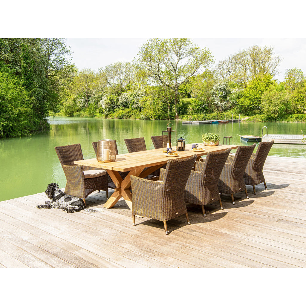 teak garden furniture on patio