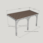Wall Mounted Felt Shingle Roof Carport - Rustic Brown - 2m Depth x 6.5m Width