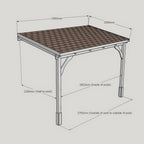 Wall Mounted Felt Shingle Roof Carport - Rustic Brown - 2.5m Depth x 2.9m Width