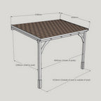Wall Mounted Felt Shingle Roof Carport - Rustic Brown - 2.5m Depth x 4.34m Width