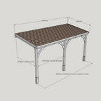 Wall Mounted Felt Shingle Roof Carport - Rustic Brown - 2.5m Depth x 5.06m Width