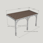 Wall Mounted Felt Shingle Roof Carport - Rustic Brown - 2.5m Depth x 6.5m Width