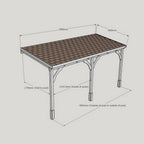 Wall Mounted Felt Shingle Roof Carport - Light Green - 3m Depth x 5.06m Width