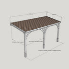 Wall Mounted Felt Shingle Roof Carport - Light Green - 3.5m Depth x 4.34m Width