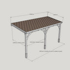 Wall Mounted Felt Shingle Roof Carport - Light Green - 3.5m Depth x 5.06m Width