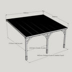 Wall Mounted Polycarbonate Roof Carport - Rustic Brown - 4m Depth x 5.06m Width