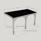 Wall Mounted Polycarbonate Roof Carport - Rustic Brown - 4m Depth x 5.78m Width
