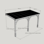 Wall Mounted Polycarbonate Roof Carport - Rustic Brown - 4m Depth x 6.5m Width
