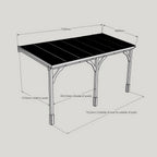 Wall Mounted Polycarbonate Roof Carport - Rustic Brown - 4m Depth x 7.22m Width
