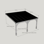 Wall Mounted Polycarbonate Roof Carport - Light Green - 4.5m Depth x 4.34m Width
