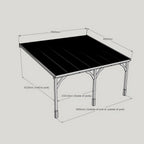 Wall Mounted Polycarbonate Roof Carport - Rustic Brown - 4.5m Depth x 5.06m Width
