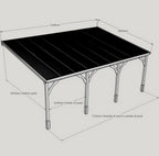 Wall Mounted Polycarbonate Roof Carport - Rustic Brown - 4.5m Depth x 7.22m Width