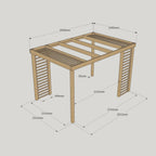 Freestanding Panel Pergola - Rustic Brown - 2.4m Width x 3m Length