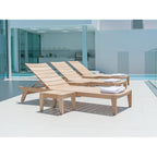 wood sunbed by the pool