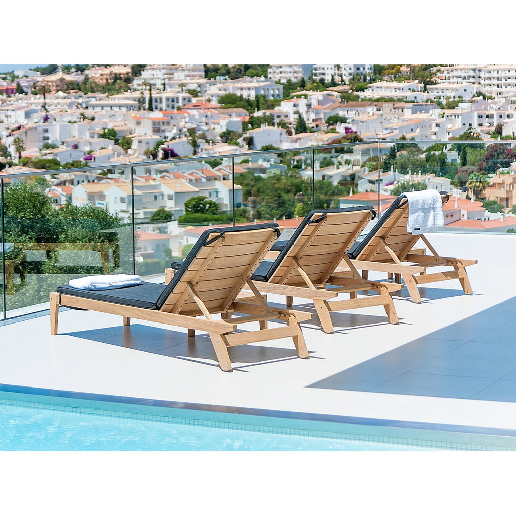 wooden sunbed for outdoor