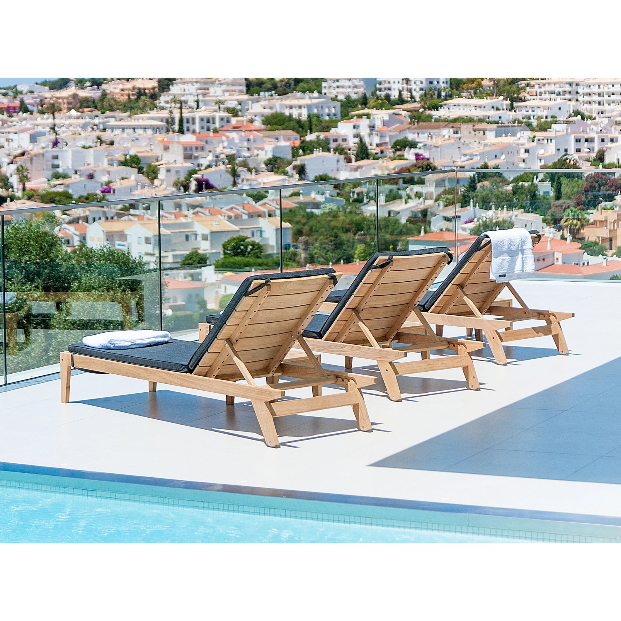 wooden sunbed for outdoor