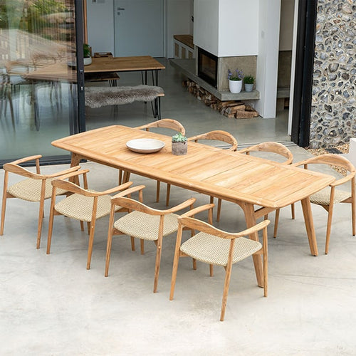 Alexander Rose Dana Teak Large Table with Rope Seat Lifestyle 6