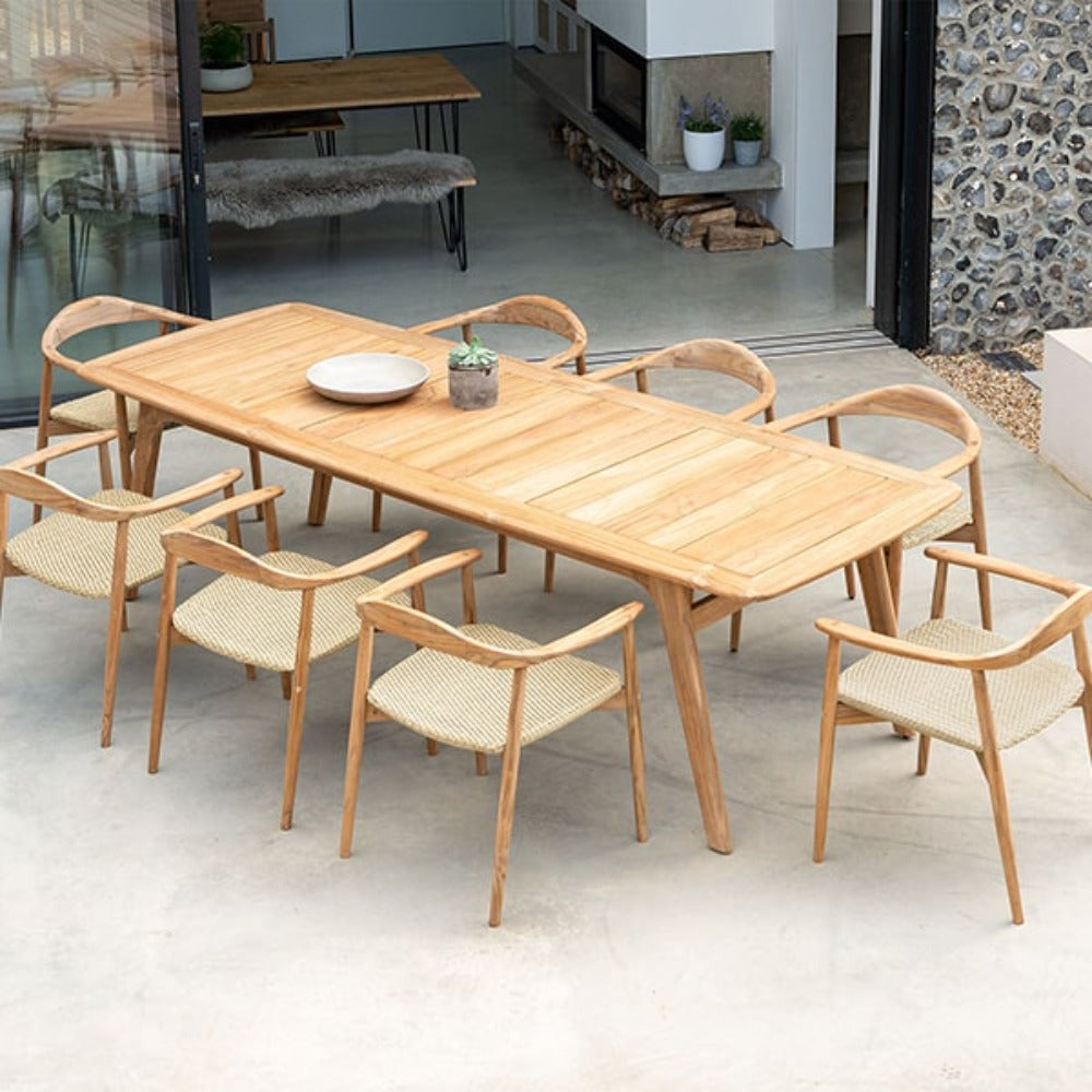 Alexander Rose Dana Teak Large Table with Rope Seat Top View