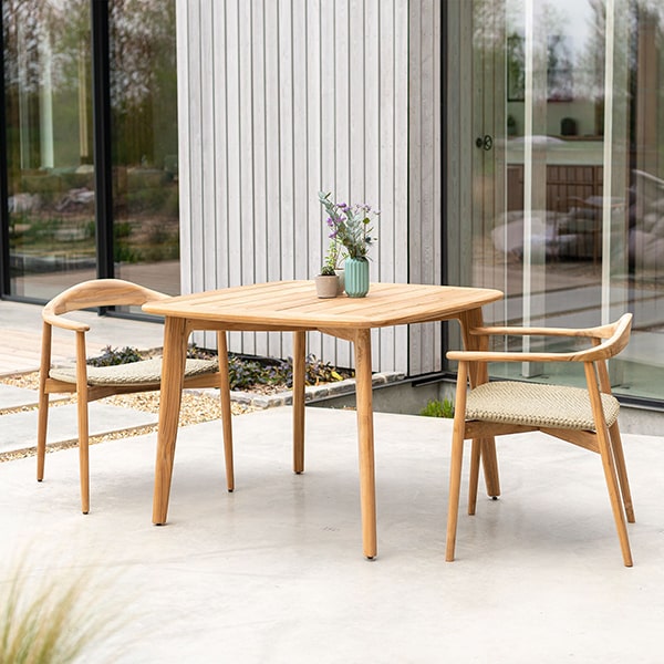 Alexander Rose Dana Teak Small Table with Rope Seat LifeStyle 2