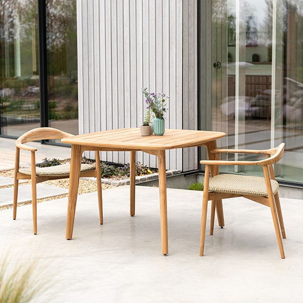 Alexander Rose Dana Teak Small Table with Rope Seat Lifestyle 3