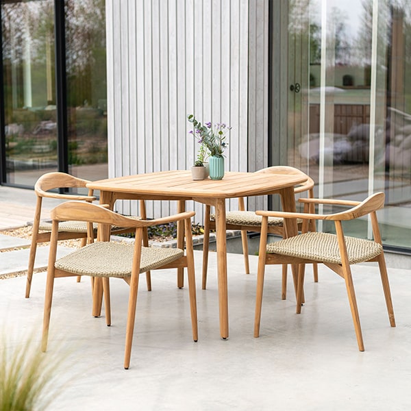 Alexander Rose Dana Teak Small Table with Rope Seat Lifestyle 4