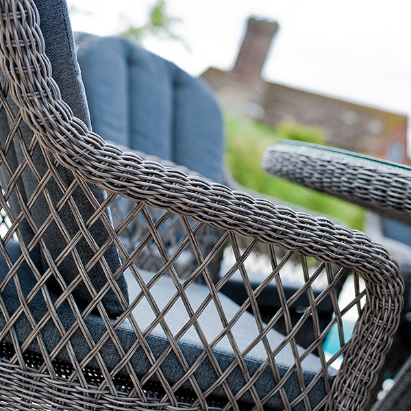 Alexander Rose Monte Carlo Round Dining Set Open Weave Armchair Armrest