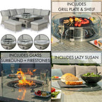 maze rattan oxford deluxe corner dining set with firepit table and armchair