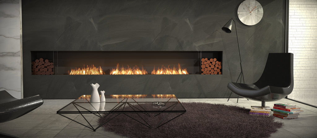EcoSmart Fire Flex Single Sided Fireplaces with Decorative Log Boxes (multiple sizes to 0.57m to 4.2m)